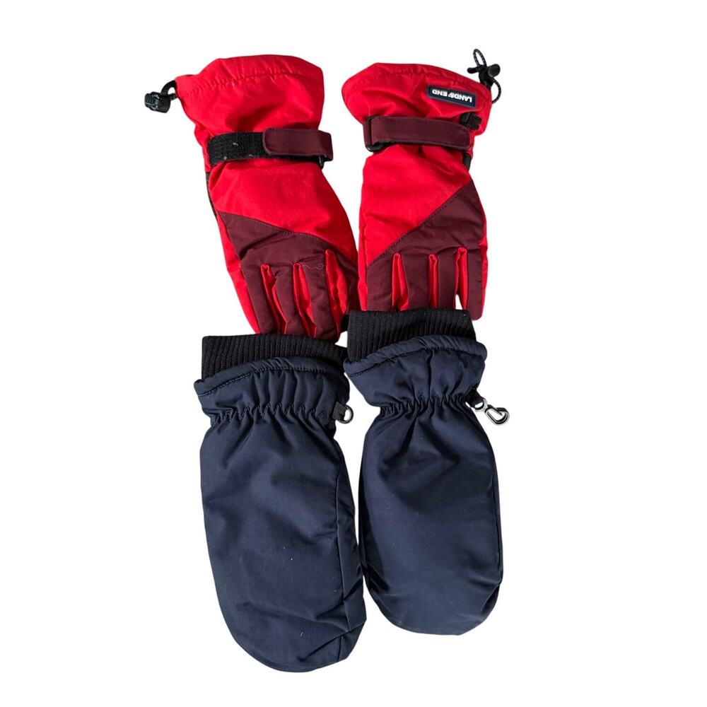 Lands End red and black glove mittens size small